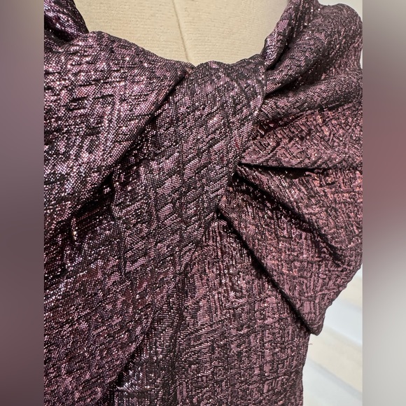 Teri Jon by Rickie Freeman Metallic Jacquard Bodice Off Shoulder Gown Dress - Picture 11 of 16